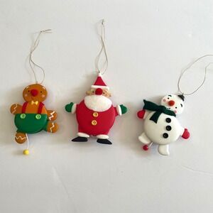 Hallmark Keepsake Christmas Ornaments 2005 Gingerbread Santa Snowman Set‎